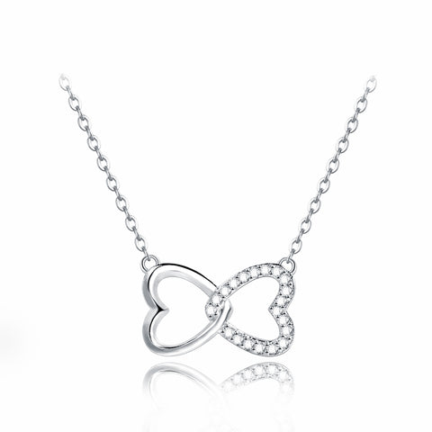 Ella Double Hearts Sterling Silver Necklace