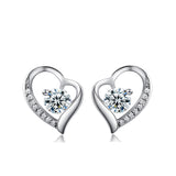 Ella Love Heart-Shaped Trendy Simple White Sterling Silver Stud Earrings
