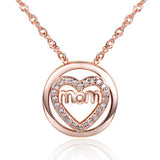 Ella elegant micro setting love heart mom white sterling silver pendant