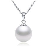 Ella elegant concise single white shell pearl sterling silver pendant