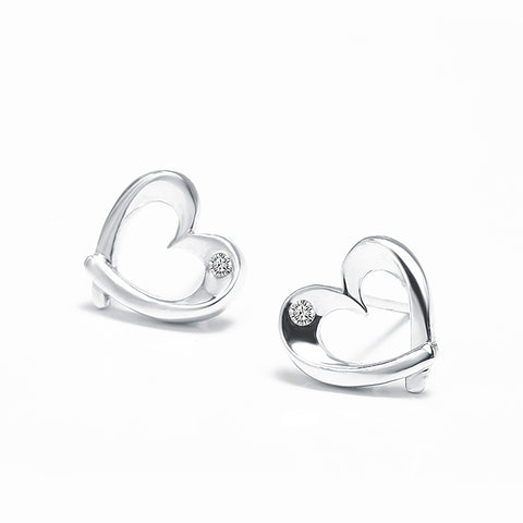 Ella Love Heart White Sterling Silver Stud Earrings