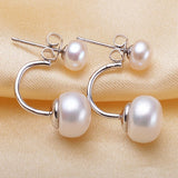 Pearl drop dangle earrings in sterling silver