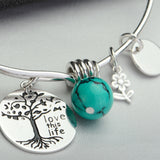 Ella trendy sterling silver turquoise flower adjustable bracelet