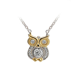 Ella Forest Owl CZ Solid 925 Sterling Silver Necklace