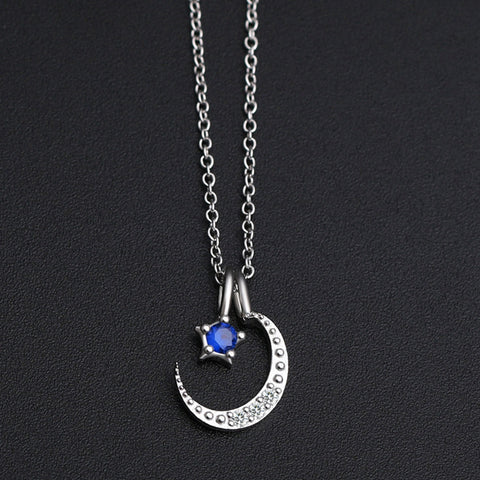 Ella six style half moon star necklace in sterling silver