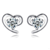 Ella White Heart Sterling Silver CZ Stud Earrings