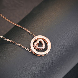 Ella Rotatable Love Heart Rose Gold Sterling Silver Necklace