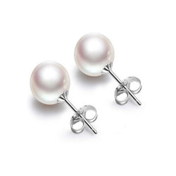 Ella Sterling Silver White Shell Pearl Concise Stud Earrings
