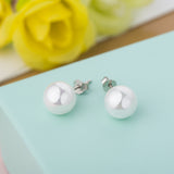Ella Sterling Silver White Shell Pearl Concise Stud Earrings