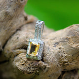 Ella elegant square  yellow citrine sterling silver pendant