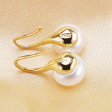 Ella White Pearl Yellow Dangle Earrings in Sterling Silver