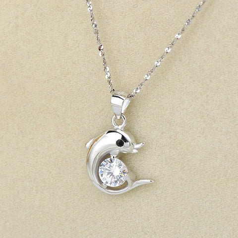 Ella Lovely Dolphin White Sterling Silver Necklace