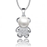 Ella pearl cute bear silver pendant in sterling silver