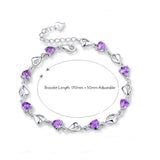 Ella my heart purple CZ sterling silver bracelet