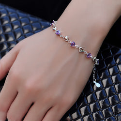 Ella my heart purple CZ sterling silver bracelet