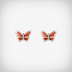 Ella simple red butterfly sterling silver stud earrings