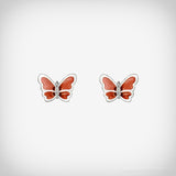 Ella simple red butterfly sterling silver stud earrings