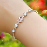 Ella CZ love heart sterling silver elegant bracelet