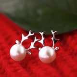 Ella little deer white shell pearl sterling silver stud earrings