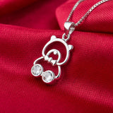 Ella cute cz bear necklace in sterling silver
