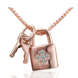 Ella eternal love rose lock key sterling silver pendant