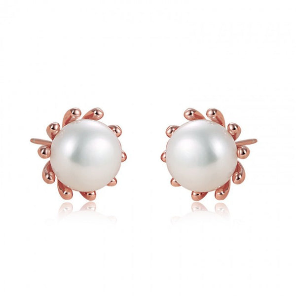Ella pearl flower stud earrings in sterling silver