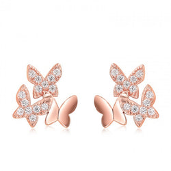 Ella elegant flying butterfly CZ stud earrings in sterling silver