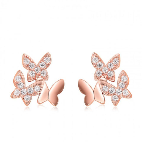 Ella elegant flying butterfly CZ stud earrings in sterling silver