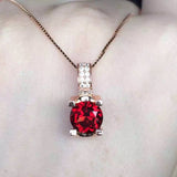 Ella red garnet natural oval sterling silver pendant