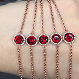Ella red garnet natural micro setting sterling silver bracelet