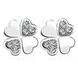 Ella four-leaf clover white sterling silver stud earrings