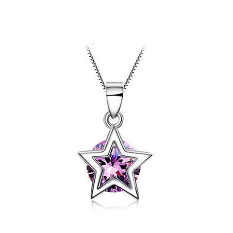 Ella purple star CZ sterling silver pendant