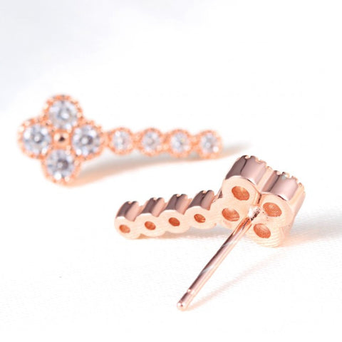 Ella rose romantic key stud earrings in sterling silver