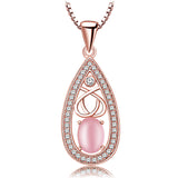 Ella trendy genuine rose quartz 18K sterling silver waterdrop pendant