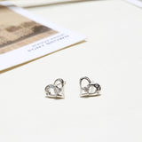 Ella Heart Micro Setting White Sterling Silver Stud Earrings
