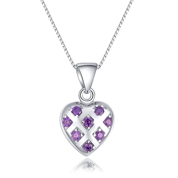 Ella classic purple sterling silver heart shape pendant