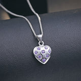 Ella classic purple sterling silver heart shape pendant