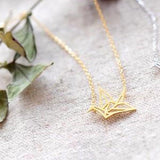 Ella fashion paper crane necklace in sterling silver