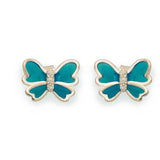 Ella simple blue butterfly sterling silver stud earrings