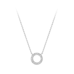 Ella White Round Circle Sterling Silver Necklace