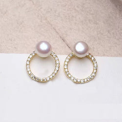 Ella pearl sterling silver white cubic zirconia stud earrings