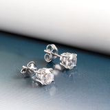 Ella Sterling Silver Round Cubic Zirconia Solitaire Earrings