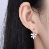Ella CZ flower sterling silver hoop earrings