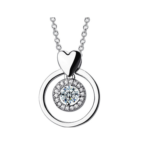Ella elegant heart circle round sterling silver pendant
