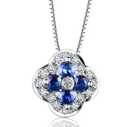 Ella blue CZ clover elegant sterling silver pendant