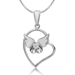 Ella White Heart Angel Wings Sterling Silver CZ Necklace