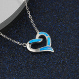 Ella Sweet Hollow Heart Created Opal Silver Necklace