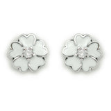 Ella White Daisy Sterling Silver Stud Flower Earrings