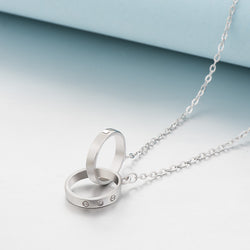 Ella Love Letters Twin Circles Cross CZ White Sterling Silver Necklace