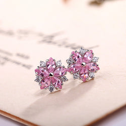 Ella Pink Sakura CZ Sterling Silver Earrings